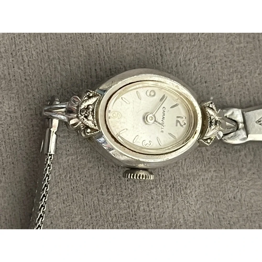 Vintage Caravelle Women Cocktail Watch‎ 10K RGP Bezel Stainless Steel Mesh Band